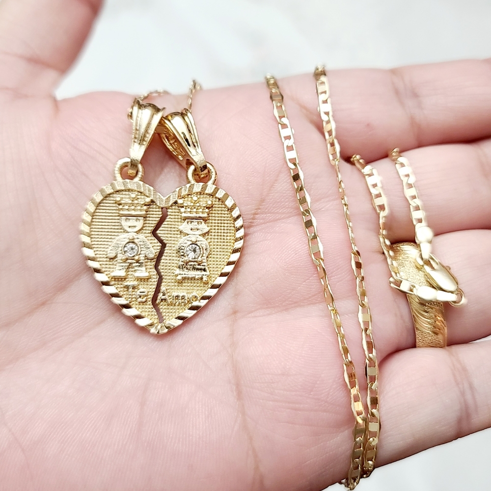 14k Gold Plated doble hearts Valentine's necklace